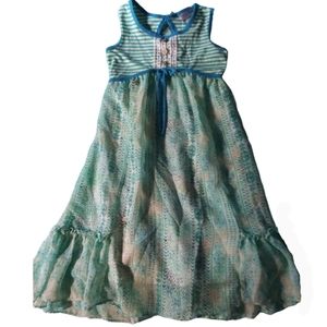 Girls Jona Michelle sz 5 boho summer blue dress